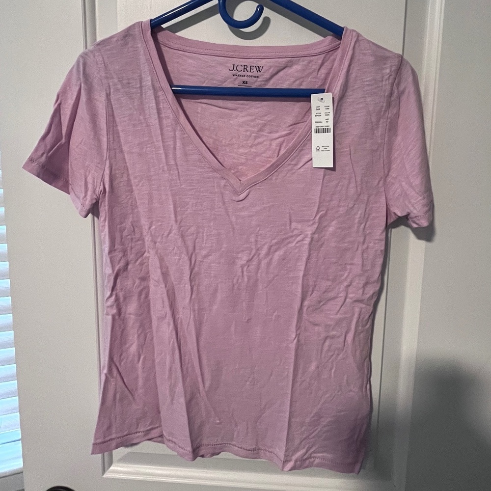 J. Crew NWT Vintage Cotton Pink XS V-Neck T-shirt